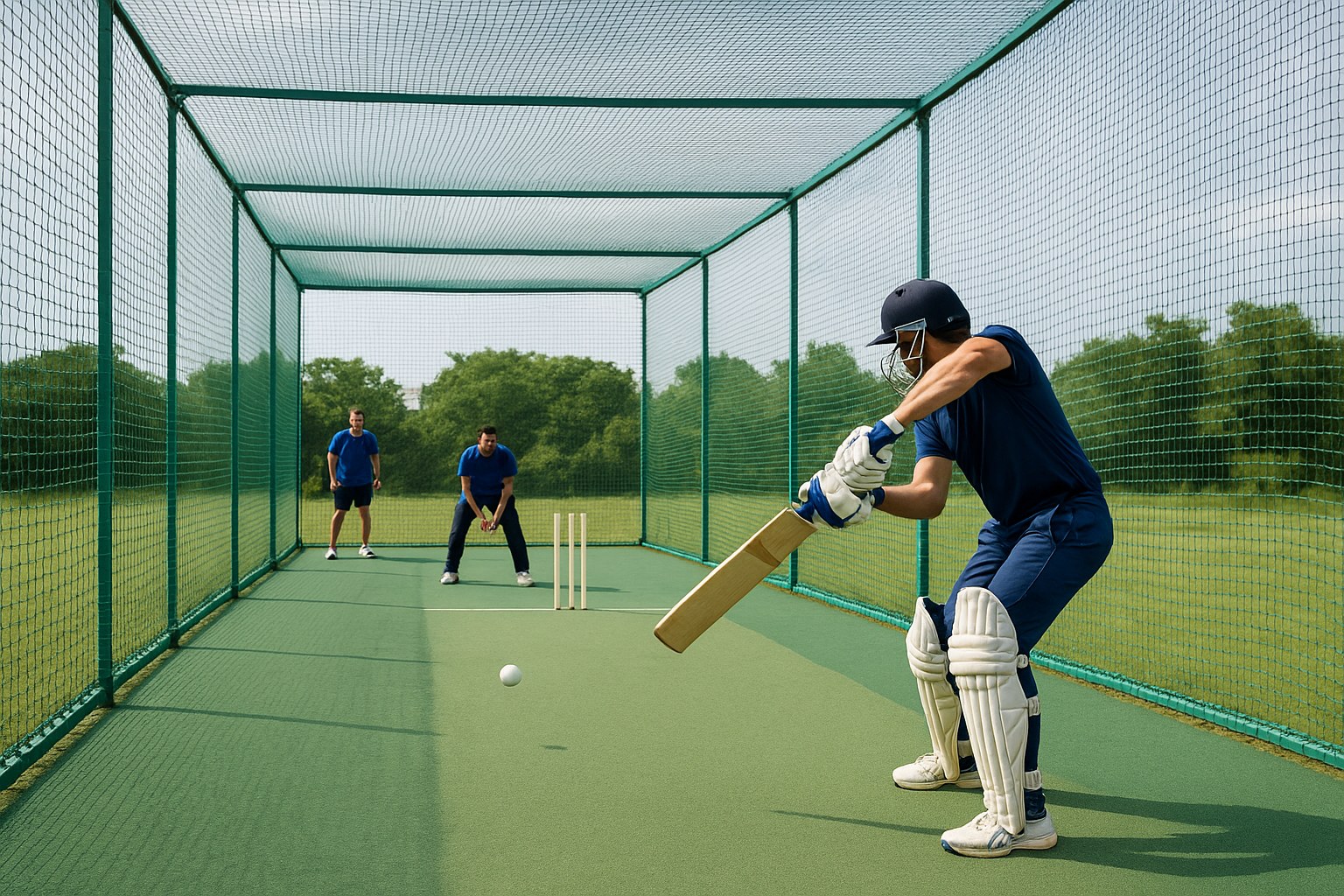 Box cricket net installation for indoor turf by TRK Home Traders