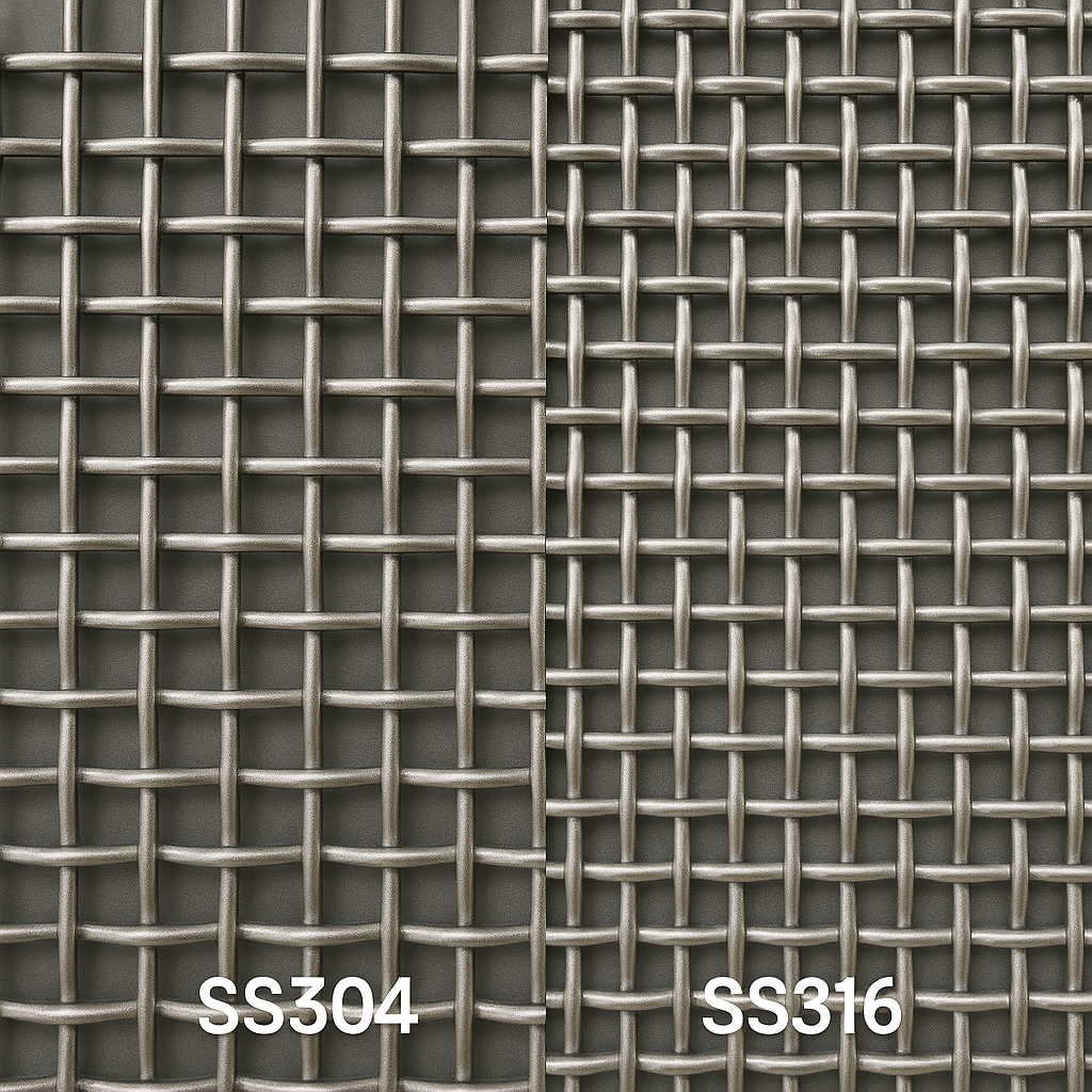 Closeup View of SS304 and SS316 Plated Mesh