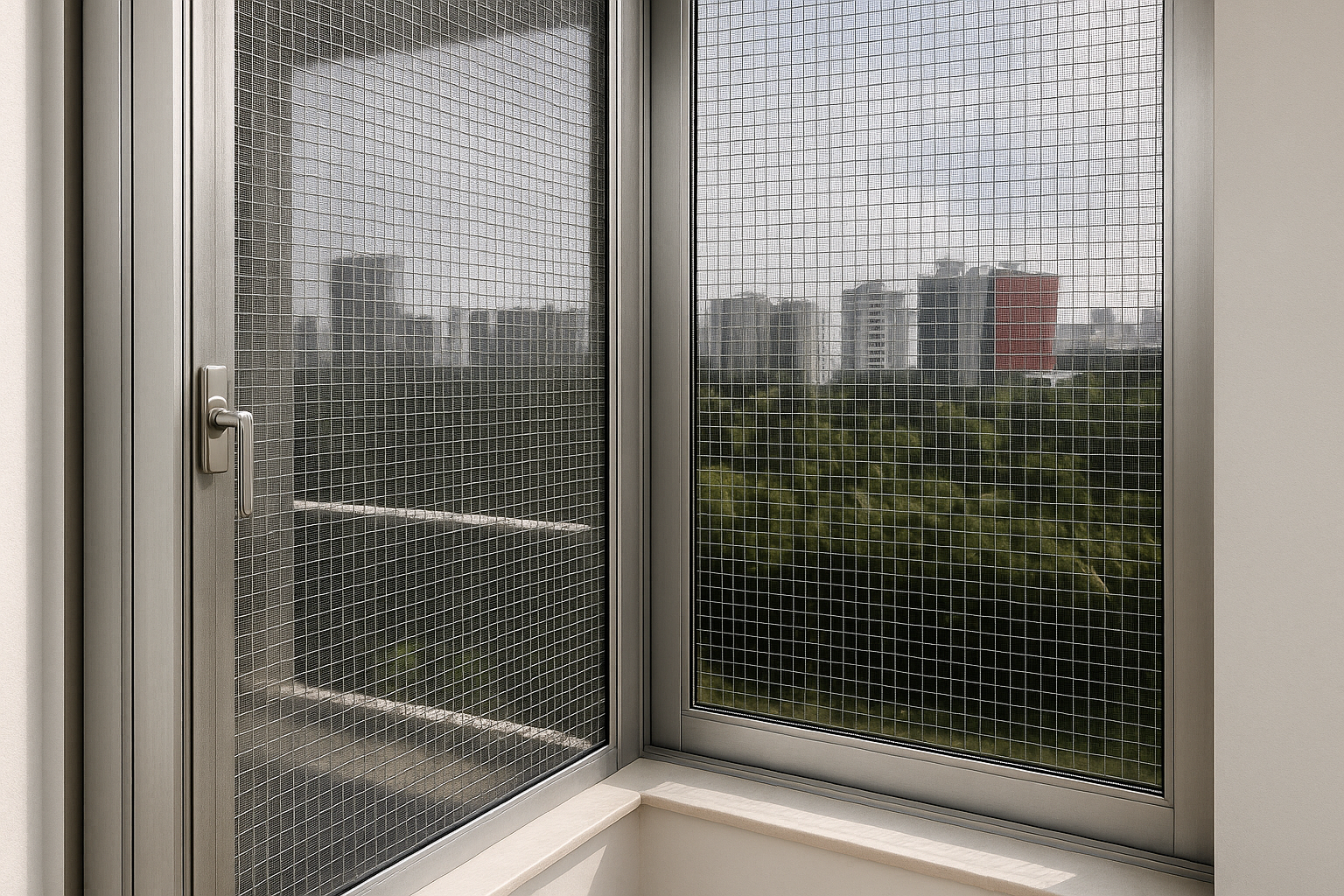Premium SS304 SS316 Plated Mosquito Net installed on balcony by TRK Home Traders