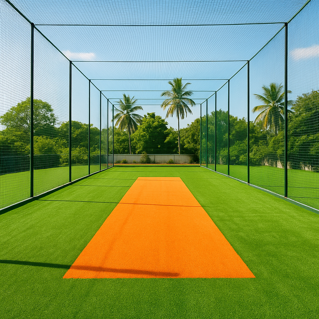 Premium HDPE box cricket net installed for rooftop sports arena